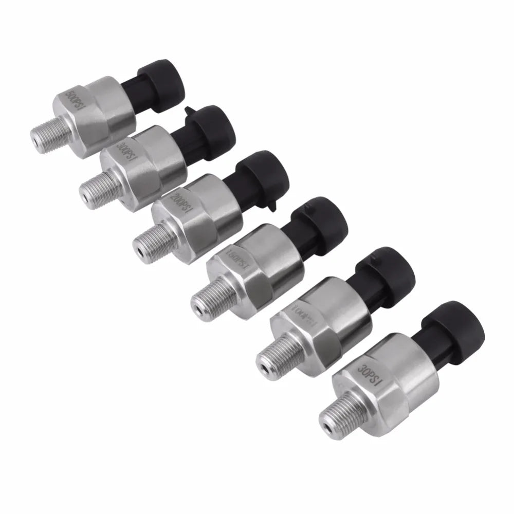 Stainless Steel 1/8" NPT DC 5V Pressure Transducer Sender Sensor For Oil Fuel Water 30/100/150/200/300/500PSI Pressure Senor
