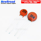 100PCS 50V 100V 104P 104PF In-line Ceramic Chip Capacitor F5MM F7MM Diameter P5 Ceramic Dielectric 0.1UF 100NF