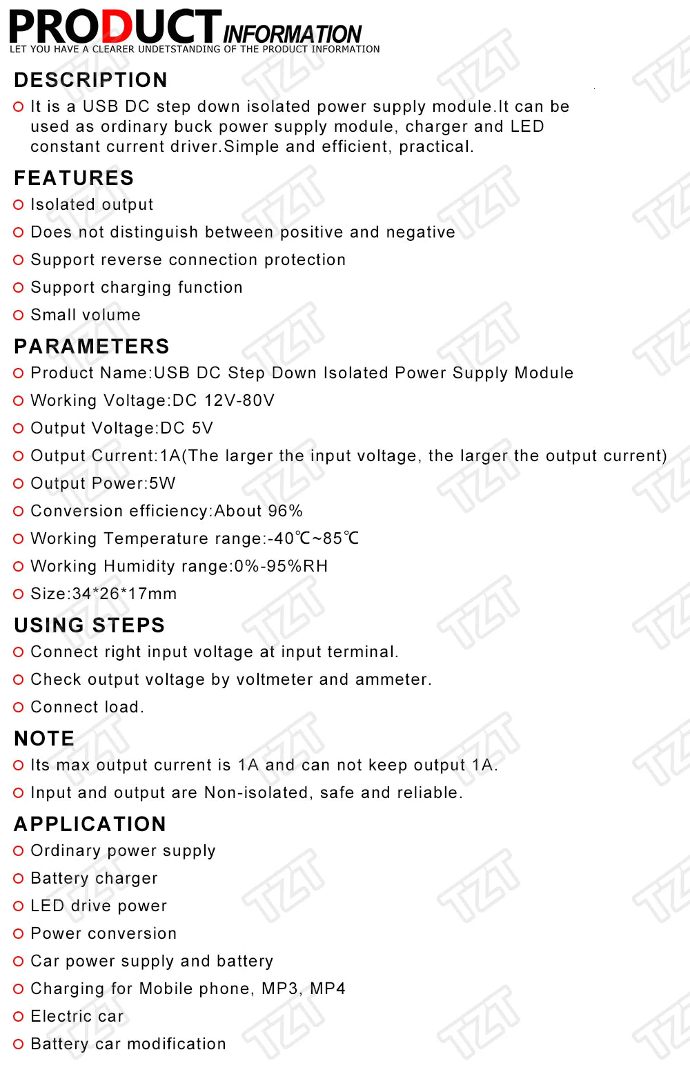 1/3PCS USB DC step down module Isolated power supply buck converter stabilizer 12V 24V 36V 48V 72V to 5V 1A