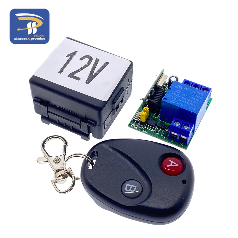 433Mhz RF Remote Control Wireless Switch DC 5V 12V 1CH 2 Way Relay Receiver and 2CH Transmitter For Door Electromagnetic Lock