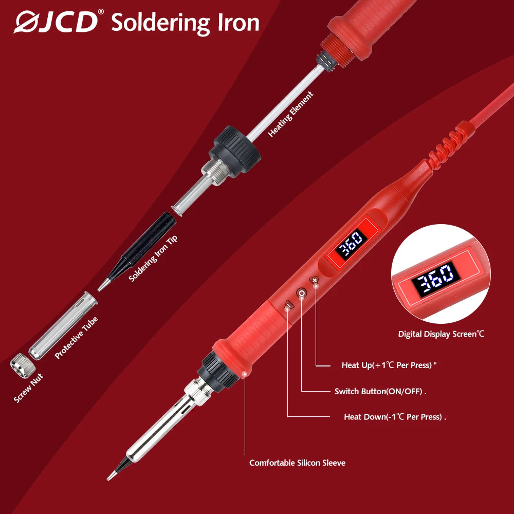 JCD 908U Electric Soldering Iron 80W 220V/110V With Switch Multi-function Button Adjustable Temperature Iron Welding Tools