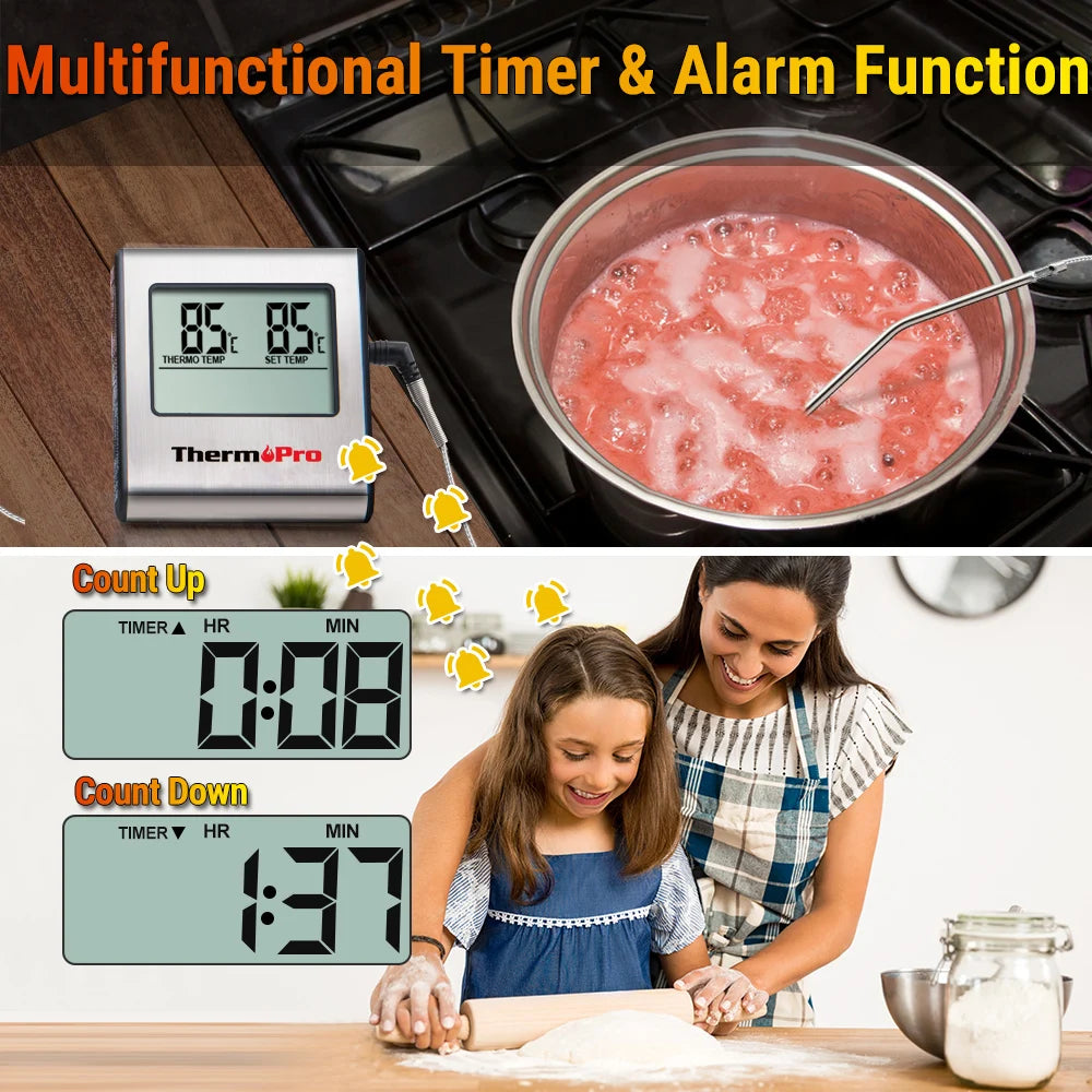 ThermoPro TP-16 Digital Thermometer For Oven Smoker Candy Liquid Kitchen Cooking Grilling Meat BBQ Thermometer and Timer