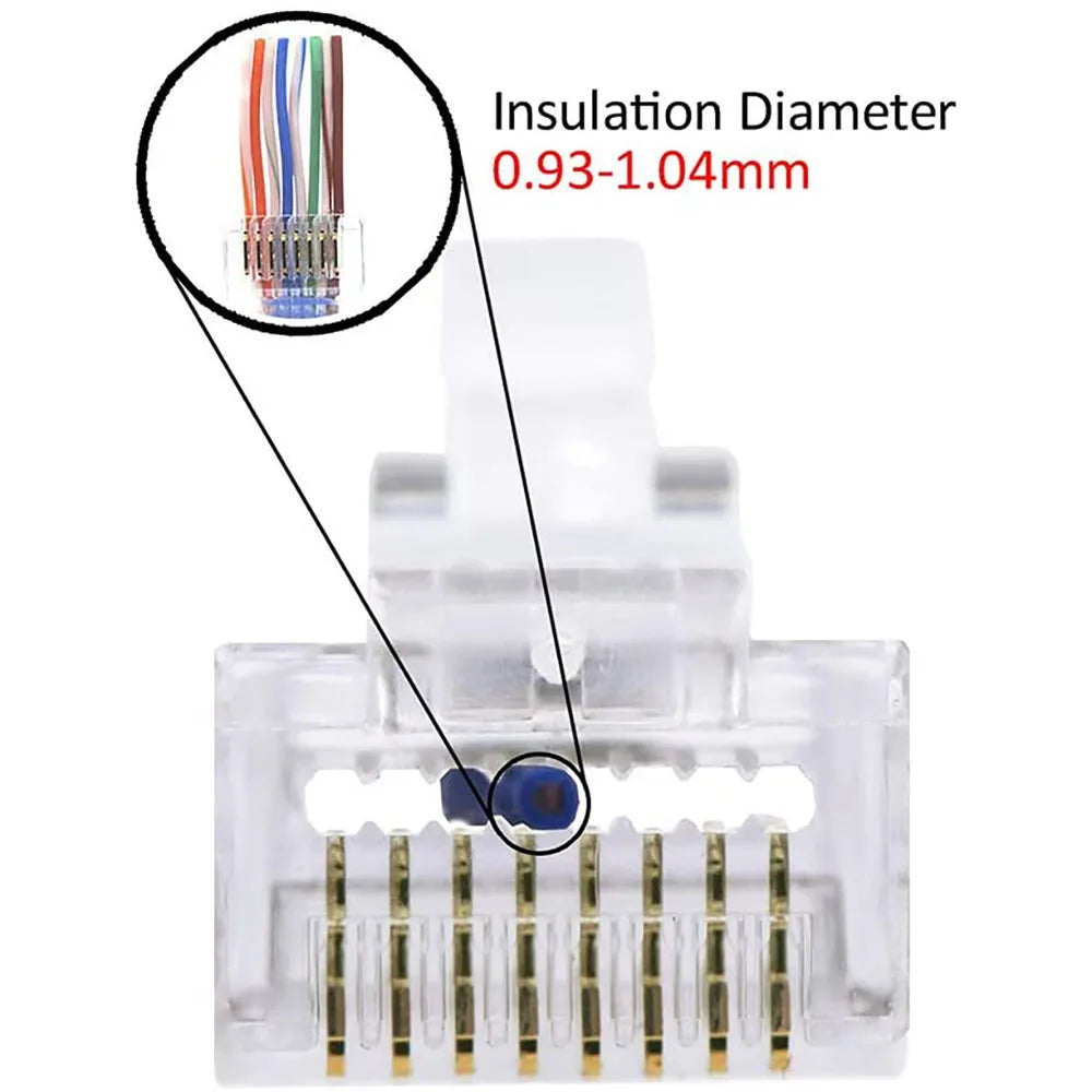100Pcs CAT6 Connector Plugs RJ45 Network Cable Modular Pass Through CAT6 RJ45 Connector Plugs 8P8C Accessories Strong Plasticity