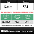 10 METER/LOT BLACK 1/2/3/4/5/6/8/10/10/12/14/16/18/20mm Heat Shrink Tubing Flame Retardant Tube Kit Insulation Tubing Wire Cable