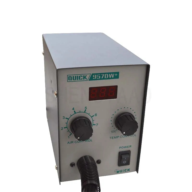 1pc QUICK 957DW+ LED display adjustable hot air heat gun with Helical Wind 580W SMD rework station