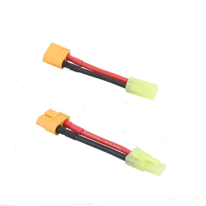 2Pcs XT60 Male Female to Deans Mini Tamiya XT30 EC3 MPX Tamiya Male Female Connector Adapter with 14awg 4cm Wire for RC Battery