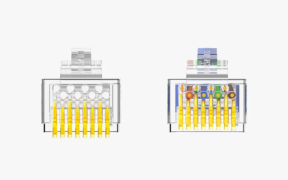 AMPCOM CAT6 RJ45 Modular Plug Connector UTP 50μ Gold-Plated Two-Pieces 8P8C Crimp End for Ethernet Cable, Bulk Ethernet Cable
