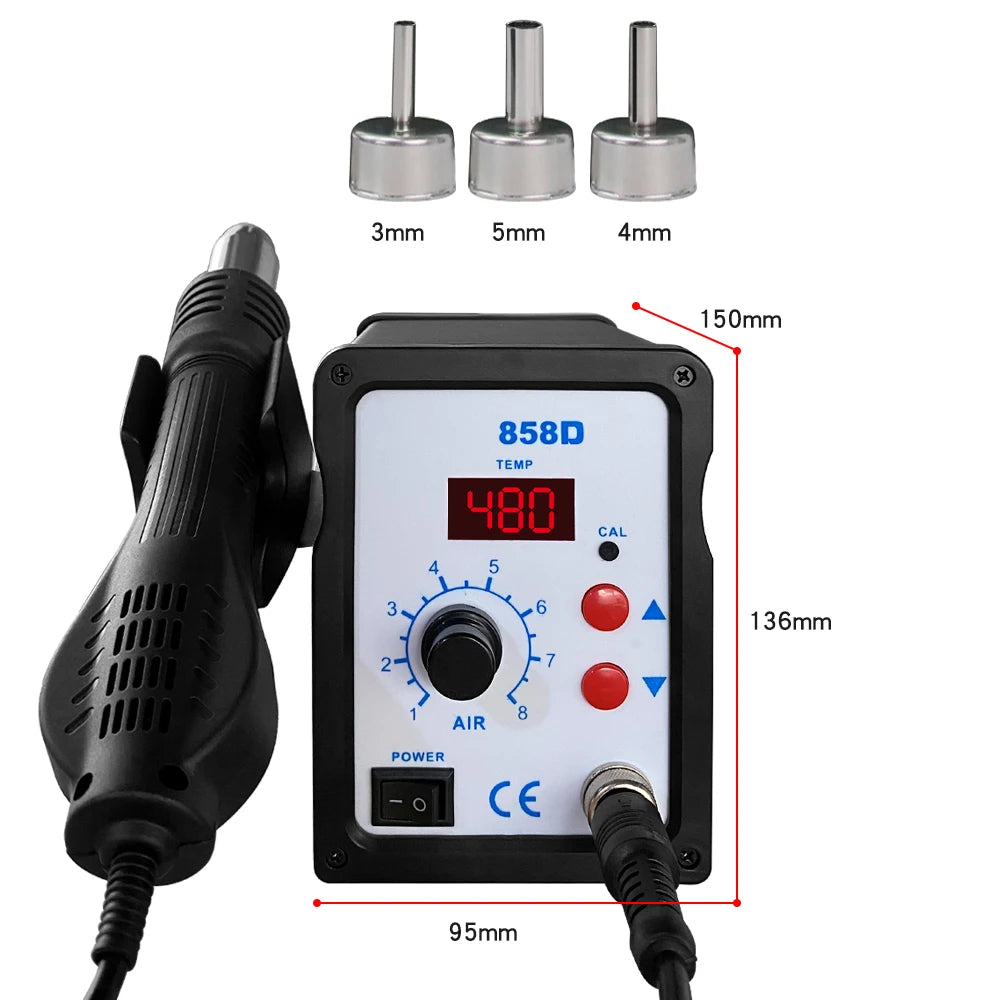 Hot air gun 858D 8586 2 in 1 soldering station 700W 110V 220V BGA Rework SMD SMT welding repair tool Heat gun LED Digital Solder