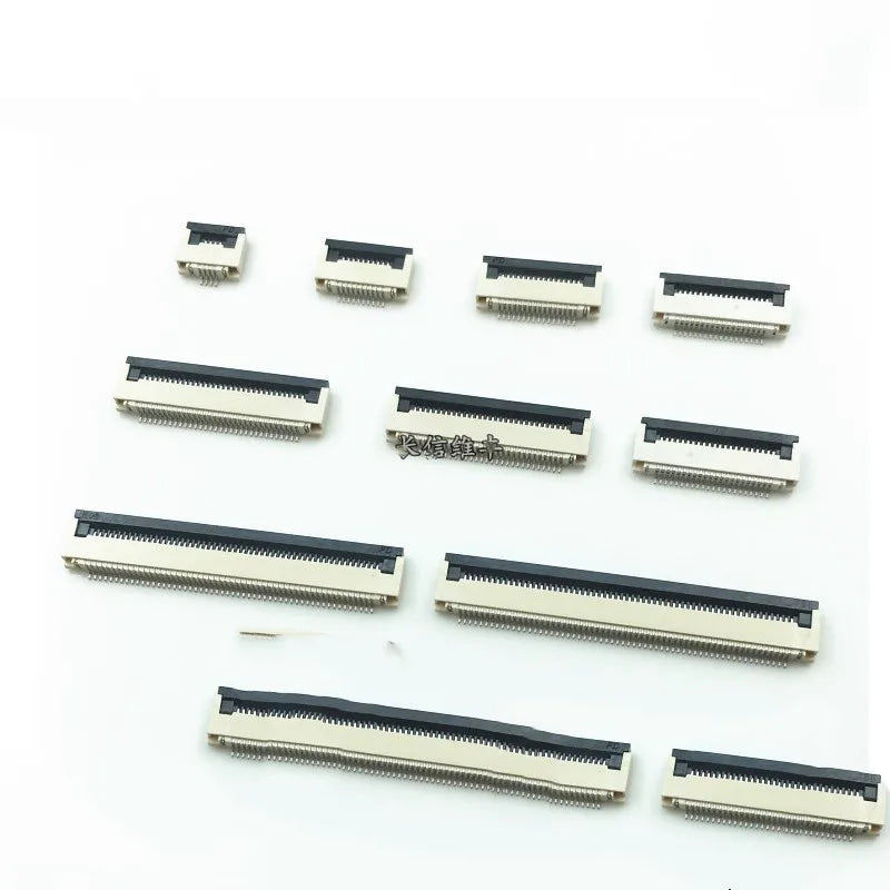 50pcs FFC FPC Connector 0.5MM 1.0MM Flat Cable PCB Connector SMD SMT ZIF 4 5 6 7 8 10 12 14 16 18 20 26 28 30 32 36 40 50 54 60P