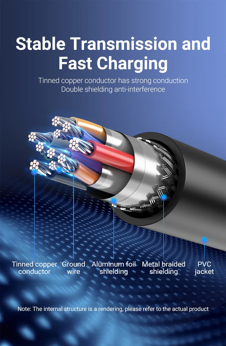 Vention Micro B Cable USB 3.0 2A to USB A Cable Data Transfer Fast Charger Cord for Hard Drive Samsung Micro B USB 3.0 Cable