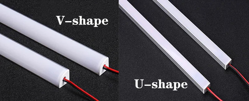 1-10 PCS LED Rigid Strip DC12V 50CM 20 Inch SMD5730 36LEDs U/V-Shaped Flat LED Aluminum Channel Rigid Strip for Indoor Lighting