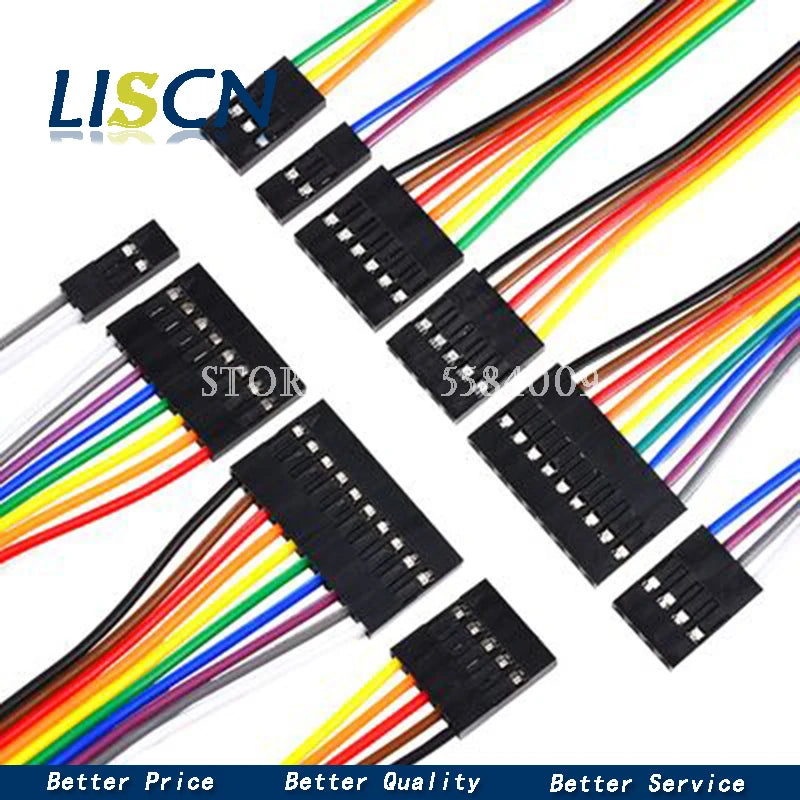 10PCS 2.54 2.54MM Wire Dupont Line female to female 1P2 3 4 5 6 7 8 9 10 12 Pin Dupont cable connector JUMPER CABLE WIRE FOR PCB