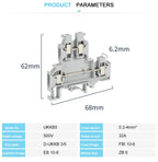 10Pcs UKK/UKKB 5 Double-Level Terminal Block 2 Layer 0.2 - 4 mm² Plug Wire Electrical Screw Connector DIN Rail Termin UKK5 UKKB5