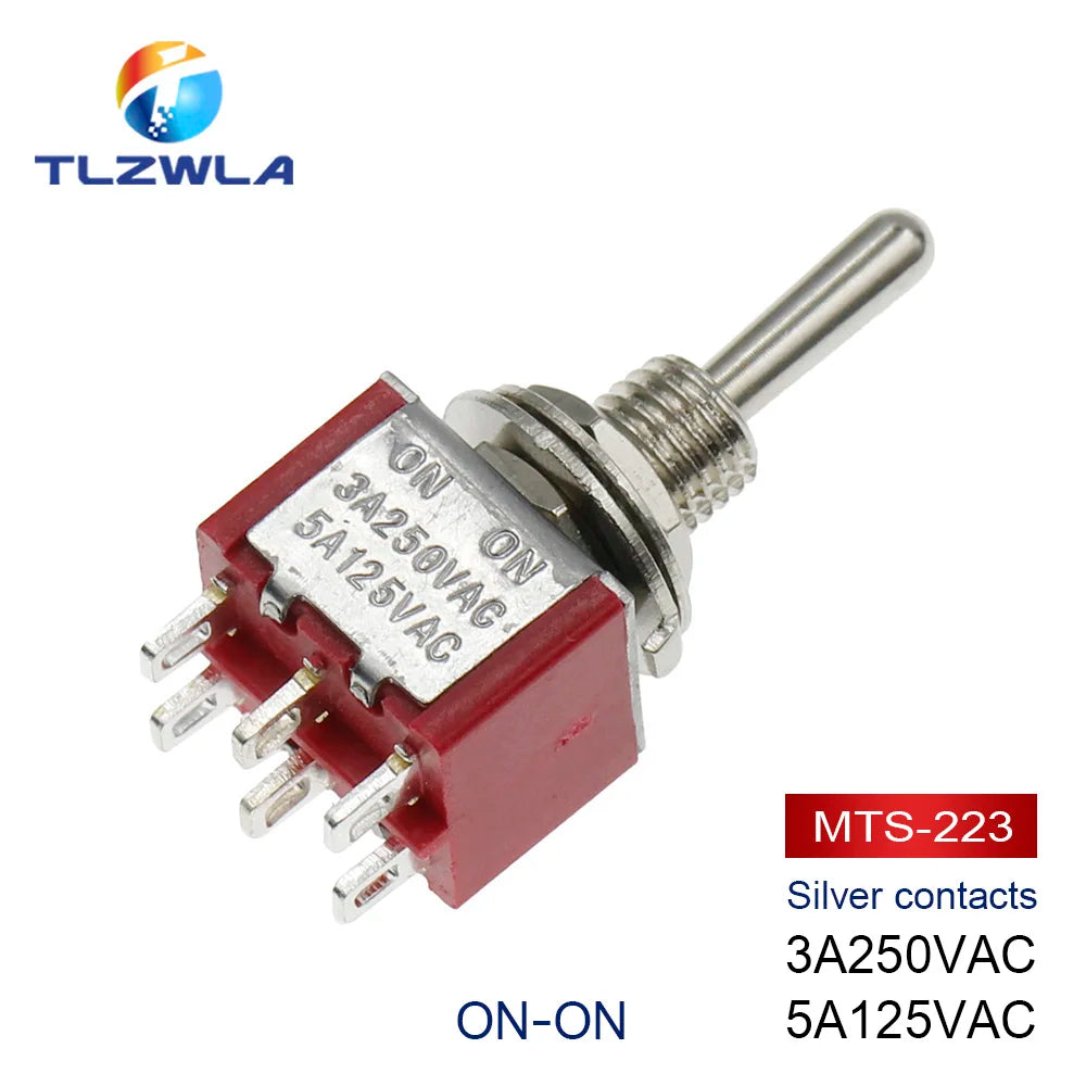100PCS Toggle Switch SPDT DPDT Rocker Switch MTS 5A 6A 125V Self-Reset Switch 3A 250 AC 3 6PIN ON-ON ON-OFF-ON Starting Switch
