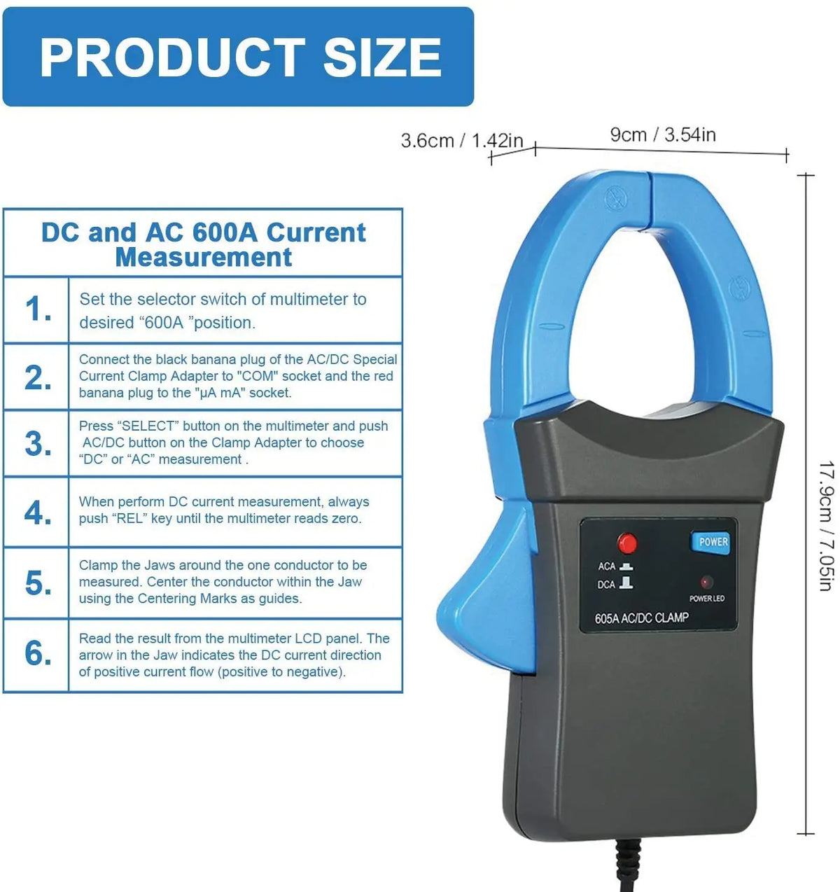 770K Automotive AC/DC Dwell Multimeter With Temperature Resistance Handsel RPM Indudctive Pick-up or AC/DC Current Clamp Adapter