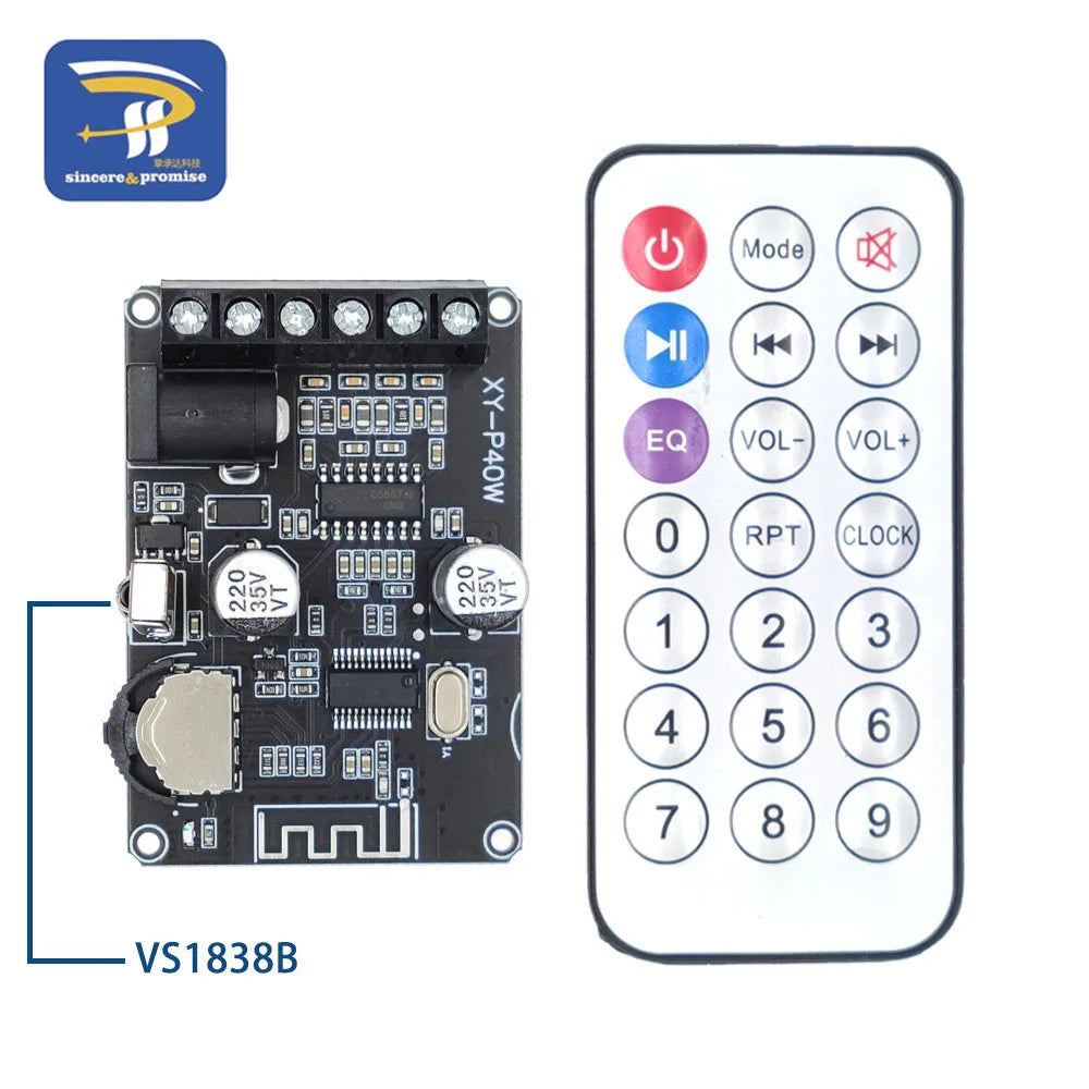 30W 40W Stereo Bluetooth Receiver Power Amplifier Dual-Channel Board 12V 24V High Power Digital Module for DIY XY-P40W