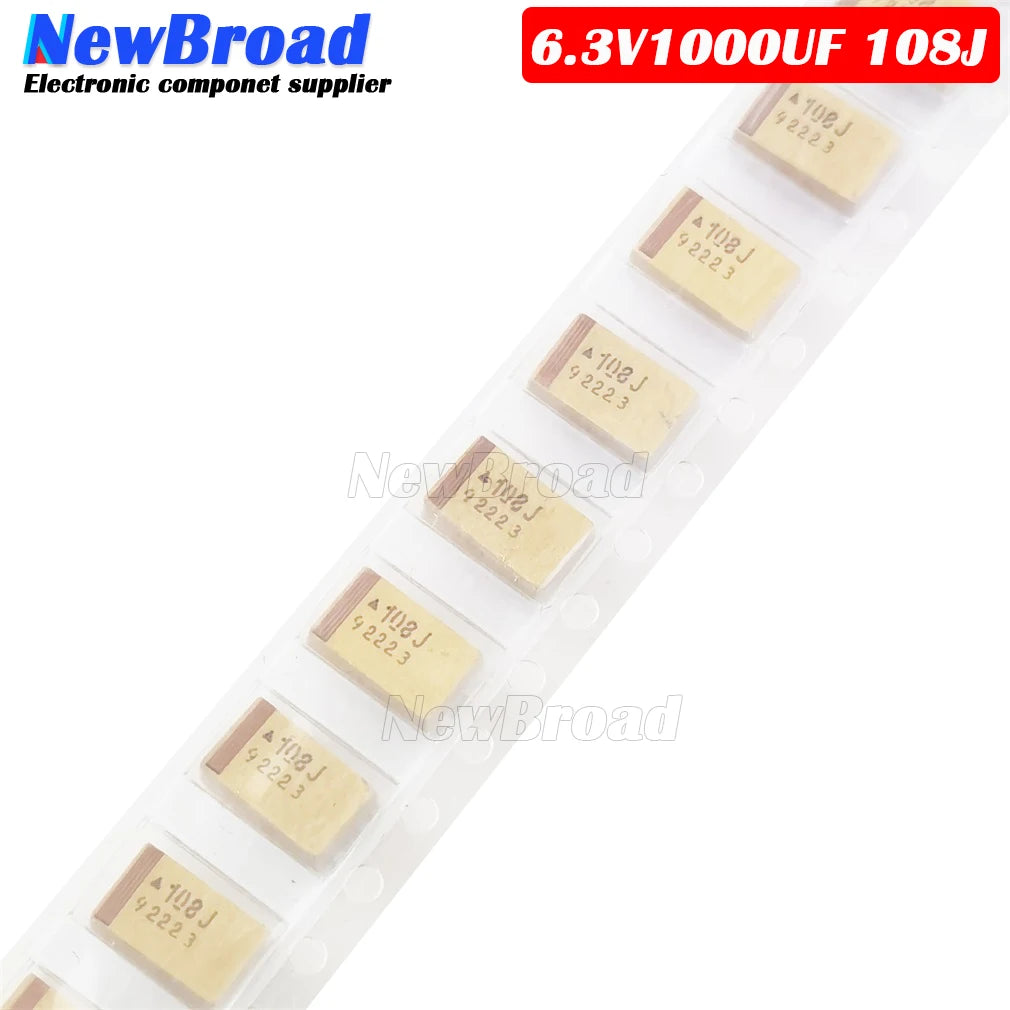5PCS SMD Tantalum Capacitor 6.3V1000UF 108J 1000U 6V E7343 E-type 2927 6.3V 1000UF Yellow Black