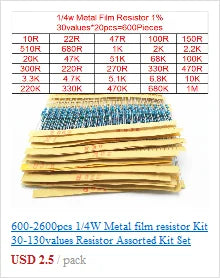50pcs/lot 3296W Series 500R 1K 2K 5K 10K 20K 50K 100K 200K 1M Multi-turn Potentiometer 10K Variable Resistors with Box Set