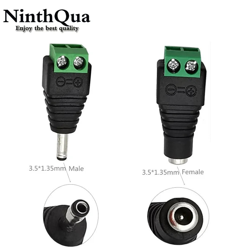 1/2/5Pcs Male Female DC Power Plug Connector 3.5X1.35mm 1.35mm X 3.5mm Needn't Welding DC Plug Adapter 12V 24V For CCTV