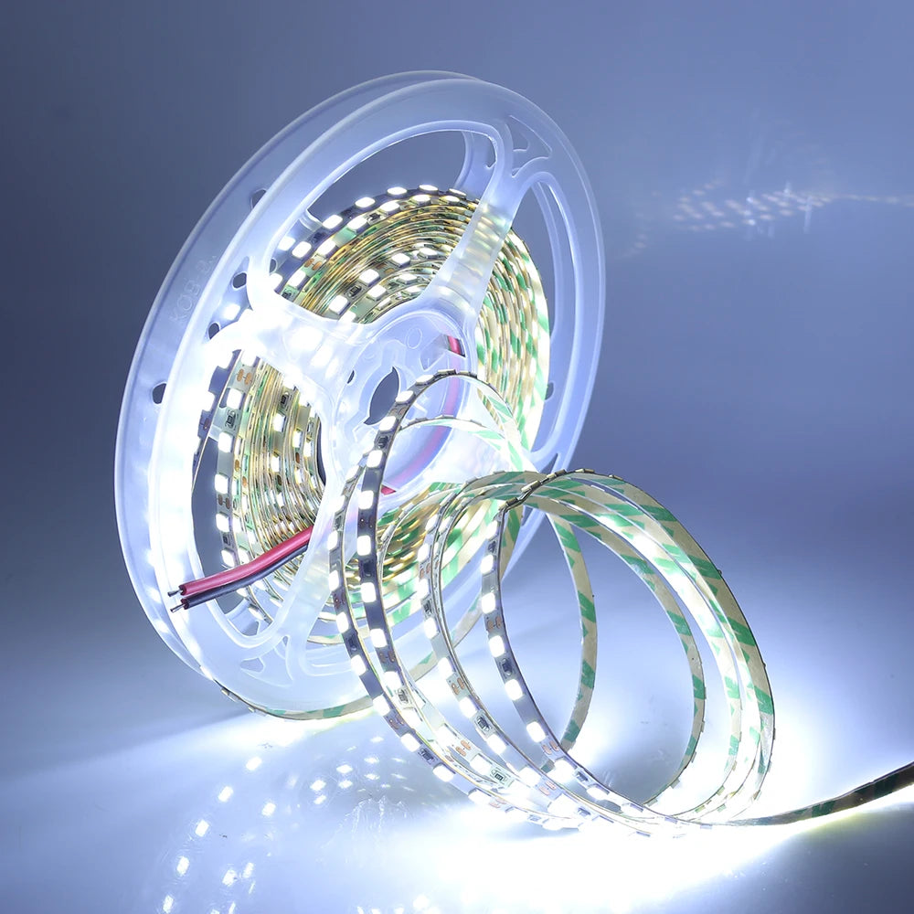 12V LED Strip Light 2835 SMD 4mm Super Bright 120LED/m 5M 600 Pixel Flexible LED Tape Lights Natural White/Warm White/Cold White
