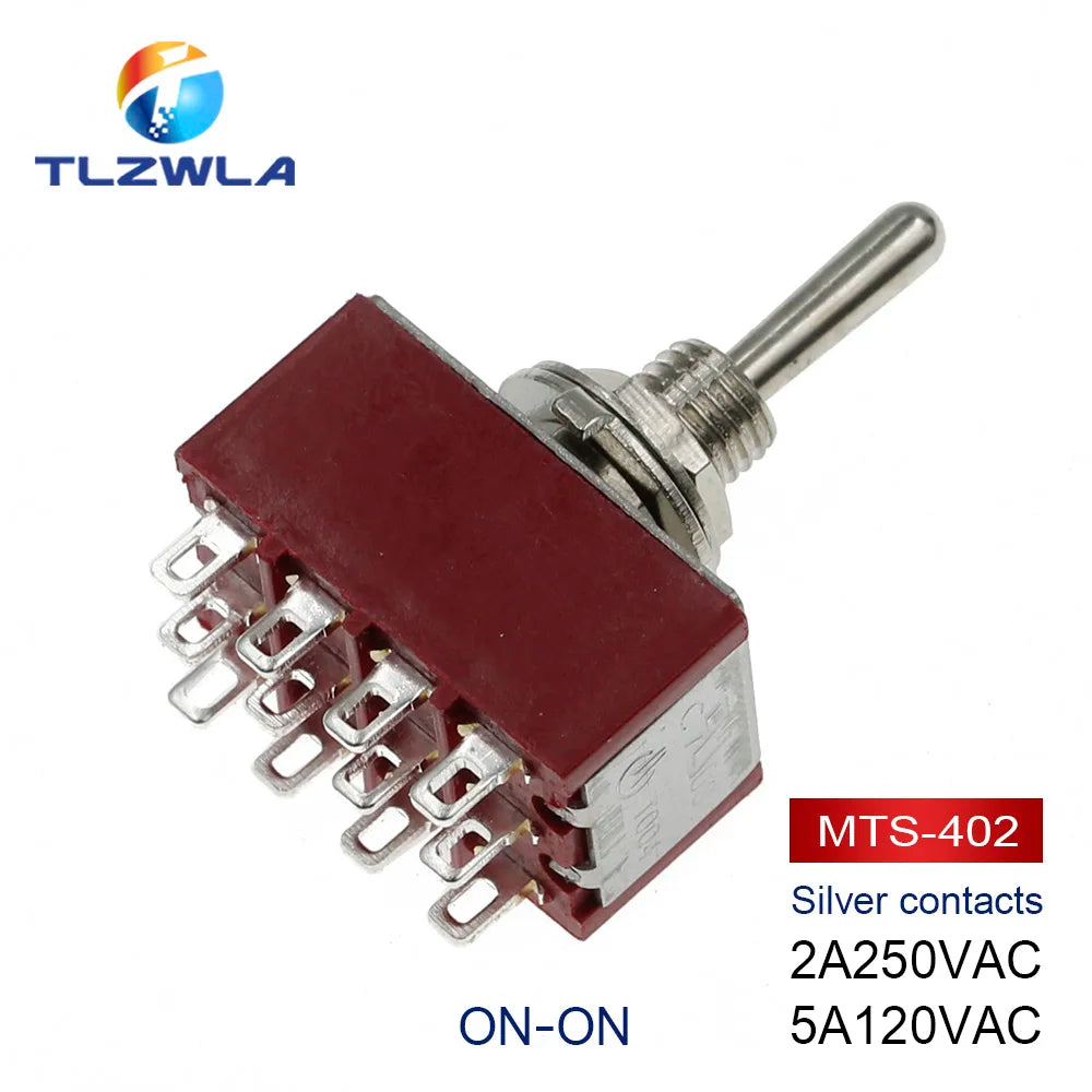 100PCS Toggle Switch SPDT DPDT Rocker Switch MTS 5A 6A 125V Self-Reset Switch 3A 250 AC 3 6PIN ON-ON ON-OFF-ON Starting Switch