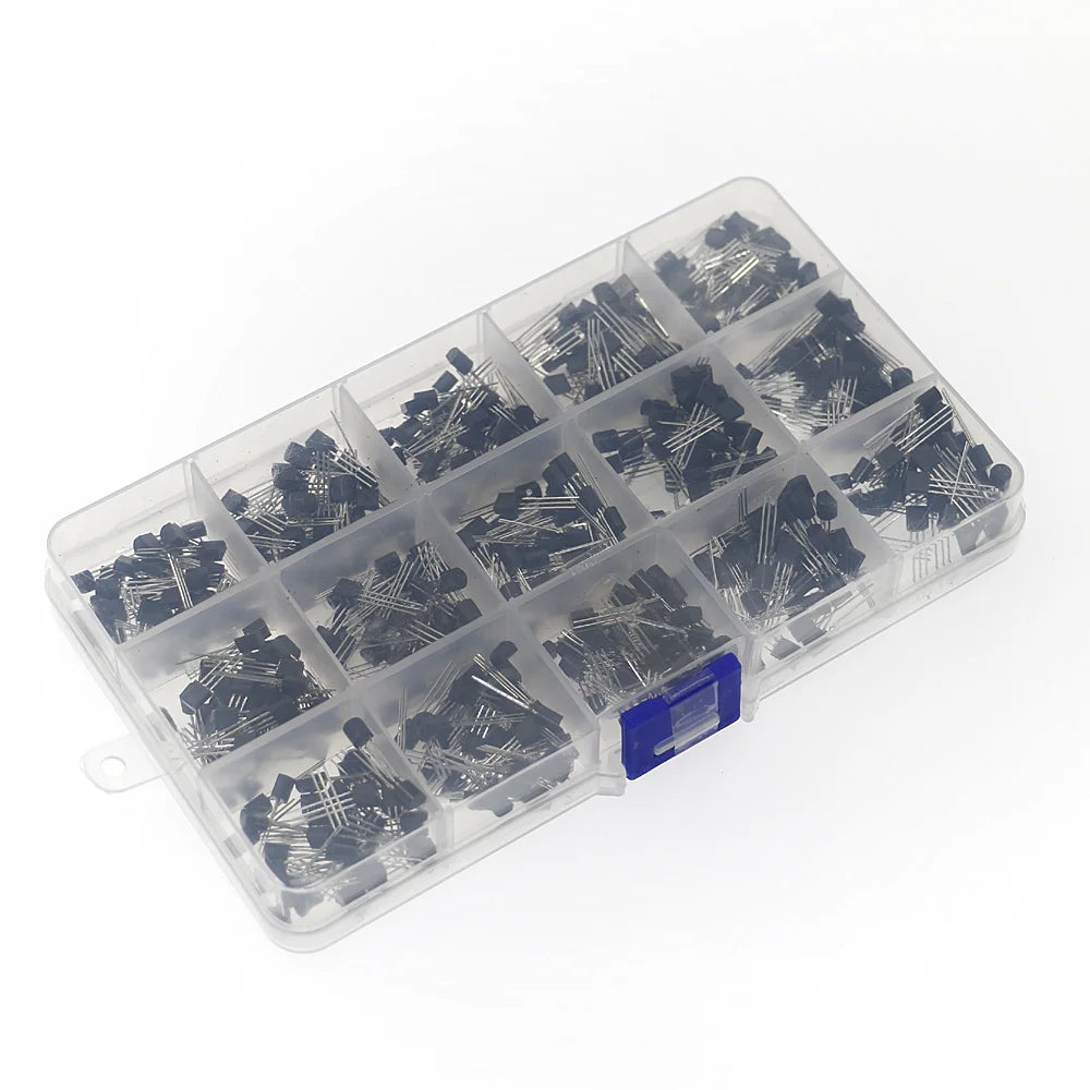 600pcs 15Values Transistor Set TO-92 30-160V 50-1000mA NPN PNP Assorted kit