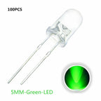 100pcs 5mm LED Diode 5 mm Assorted Kit White Green Red Blue Yellow Orange Pink Purple Warm white DIY Light Emitting Diode