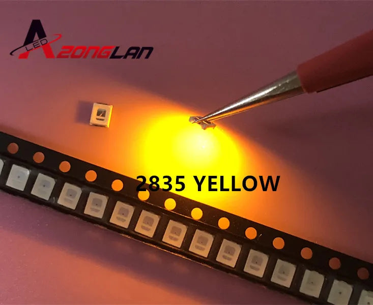 100PCS/lot SMD LED 2835 Yellow 0.2W 2.0-2.6V 580-590NM PLCC-2 SMD/SMT 2V 3.5*2.8*0.8MM 60Ma 3528 2835 led