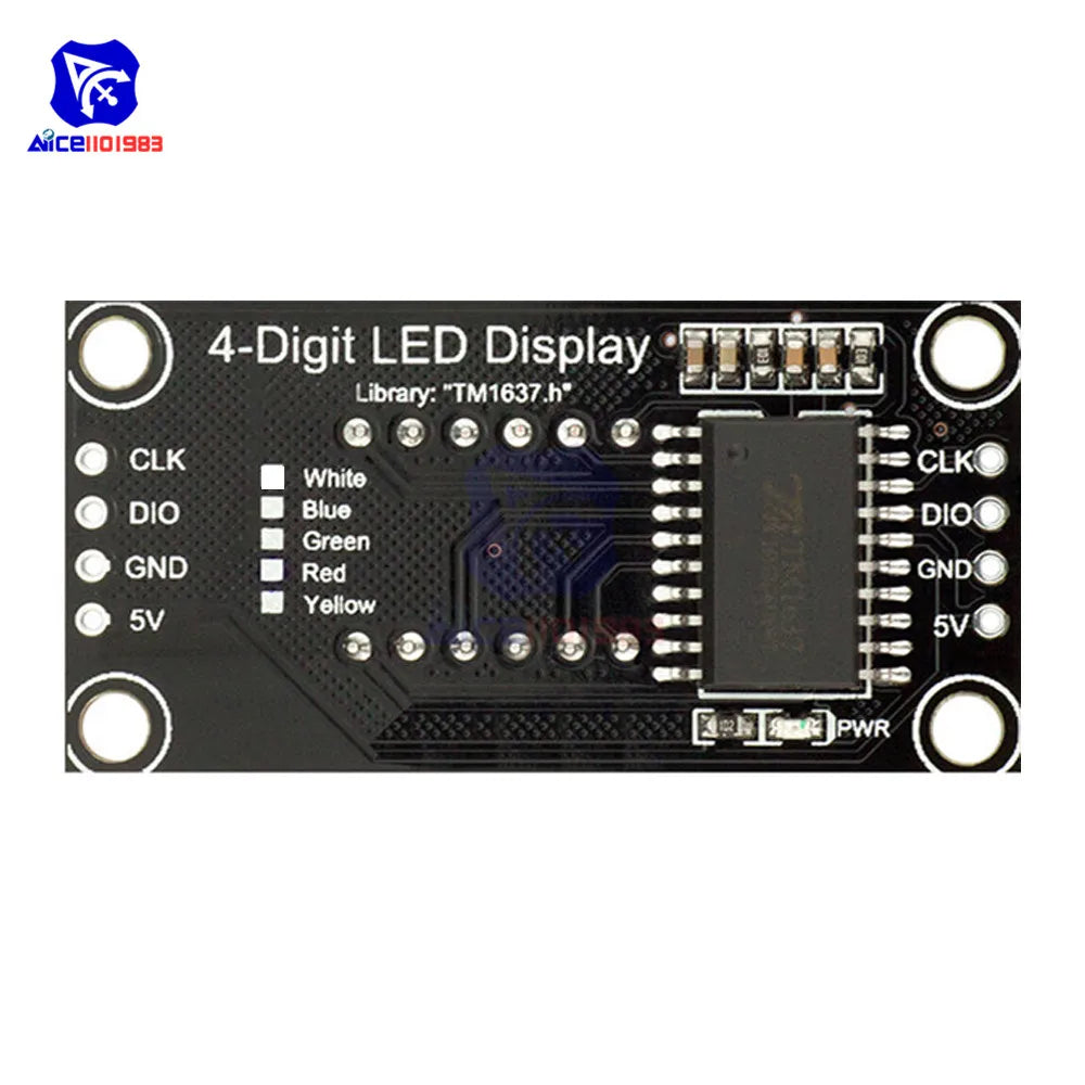 TM1637 0.36" 4 Bit LED Digital Tube Display 7 Segments Red Green Blue Yellow White LED Module Board with Pin for Arduino