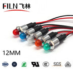 FILN 12mm LED Metal Indicator Light Waterproof IP67 Signal Lamp 3V 6V 12V 24V 110V 220V Red Yellow Blue Green White Pilot Seal
