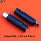 JCD 1pcs 3.5x1.35 4.0x1.7mm DC Power Female to Micro USB 2.0 Male Plug Connector Adapter for Smartphone Tablet Charger Converter