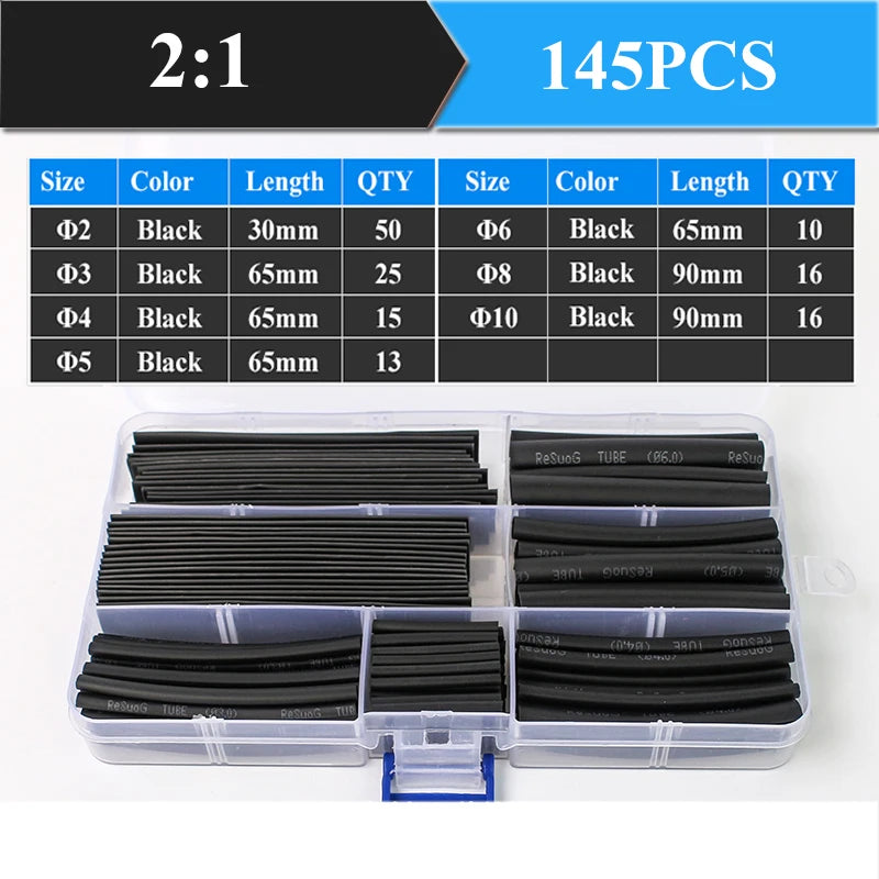 2：1 Thermoresistant Tube Heat Shrink Wrapping Kit Assorted Wire Cable Sulation Sleeving 3:1  Heat Shrink Tubing