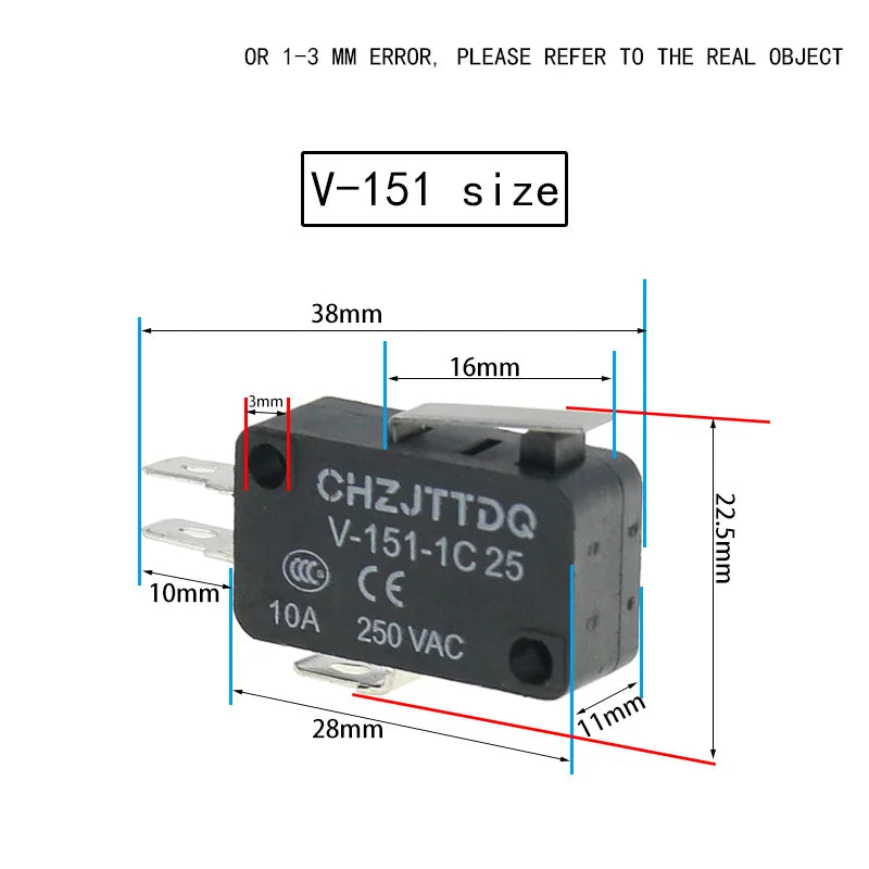 1PCS Micro Limit Switch CHZJTTDQ V-15.V-151.V-152.V-153.V-154.V-155.V-156.-1C 25 Travel Switch Limit Switch Silver Contact