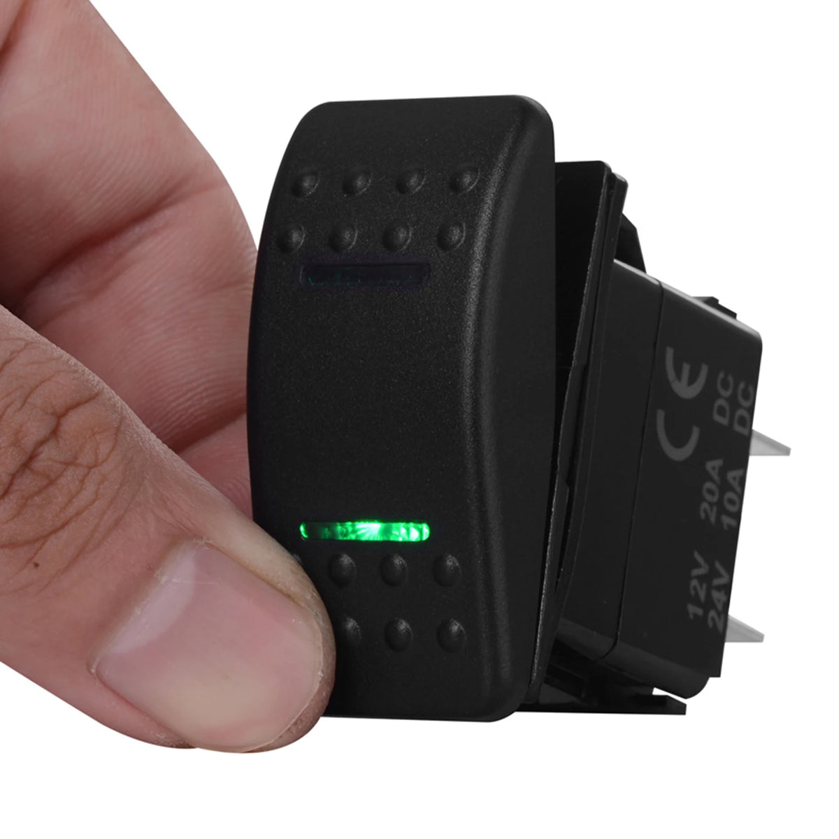 Green Led (ON)-OFF-(ON) (ON) OFF ON ON OFF ON Rocker Switch 12V 20A DPDT SPST Illuminated Rocker Switch Car Boat Accessories