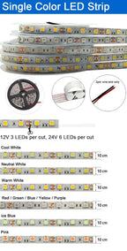 5m DC5V 12V 24V SMD 5050 LED Strip Light TV Backlight IP20 IP65 Waterproof  Cool Warm White 4000K RGB Tape Ribbon for Decoration