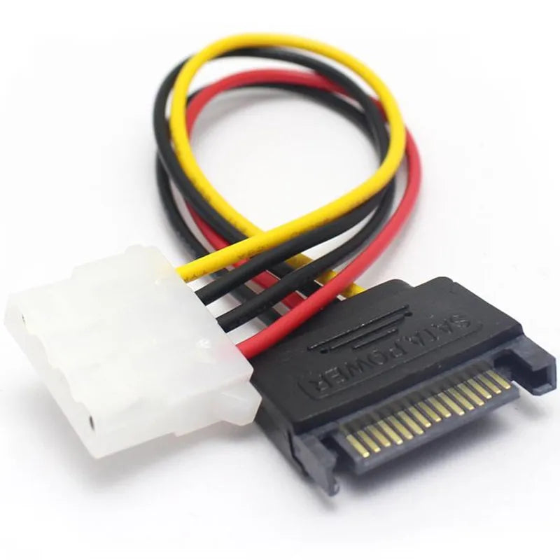 15 Pin SATA Male to Molex IDE 4 Pin Female Adapter Extension Power Cable IDE to Serial Motherboard ATA Computer HDD Hard Disk