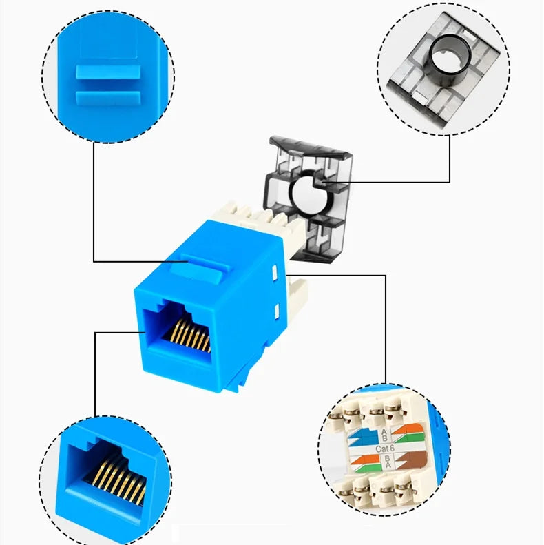 10/50/100pcs Gigabit CAT6 UTP RJ45 Connector CAT6 Module Information Socket Computer Outlet Network Cable Adapter Keystone Jack