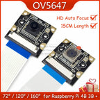 OV5647 Camera Module for Raspberry Pi 4B 3B 3B+ 2B HD 1080P 5 Million Pixels 72 120 160 Degrees Auto Focus with 15CM CSI Cable