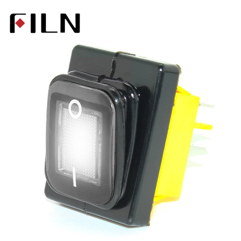 FILN KCD4 T85 220V 30A heavy duty red blue green IP68 waterproof led toggle switch 4pins on off marine freeze rocker switch