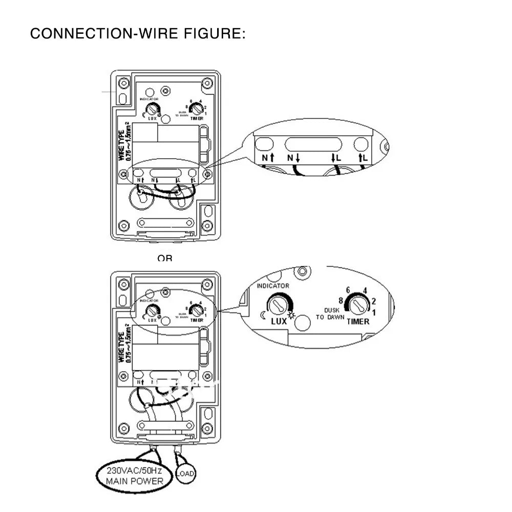 Sensky 220V Photocell Ligth Sensor Switch Dusk to Dawn, Outdoor IP65 Waterproof Timer Sensor Switch, Automatic Photocell Switch