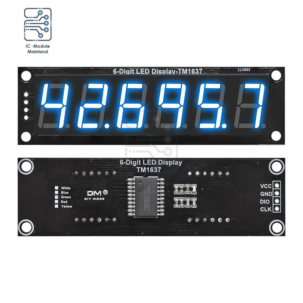 4/6-Digit 0.56 Inch 7 Segments Digital Tube Clock Module Double Dots LED Display TM1637 Blue Yellow White Green Red For Arduino