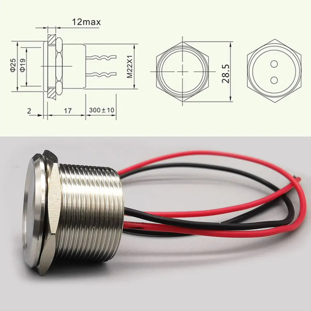 Stainless Steel Waterproof Piezo Touch Switches 16mm 19mm 22mm 25mm Normal Open Capacitive Momentary Push Button