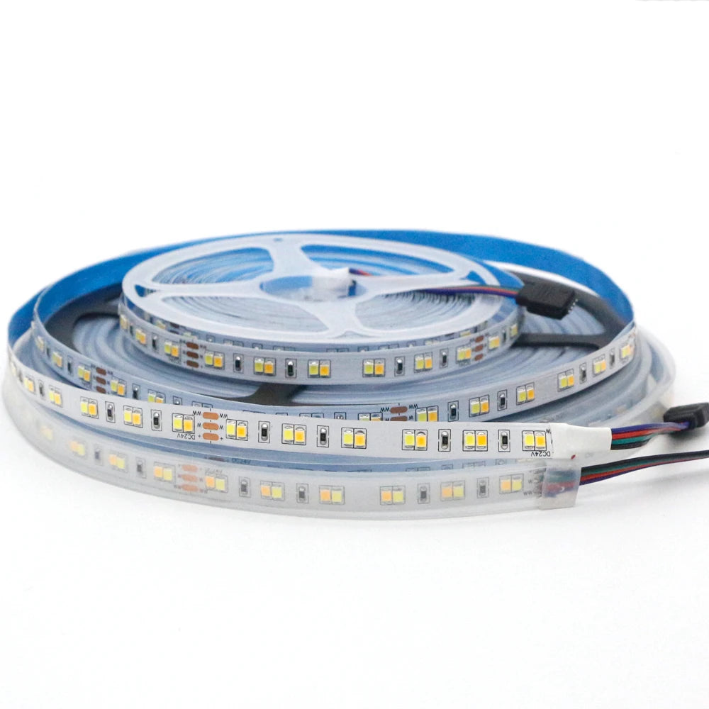 1m 5m 10m 3528 2835 CW/WW Dual White Color Temperature Adjustable CCT 24V Double Color LED Flexible Strip 120leds/m Tape Light
