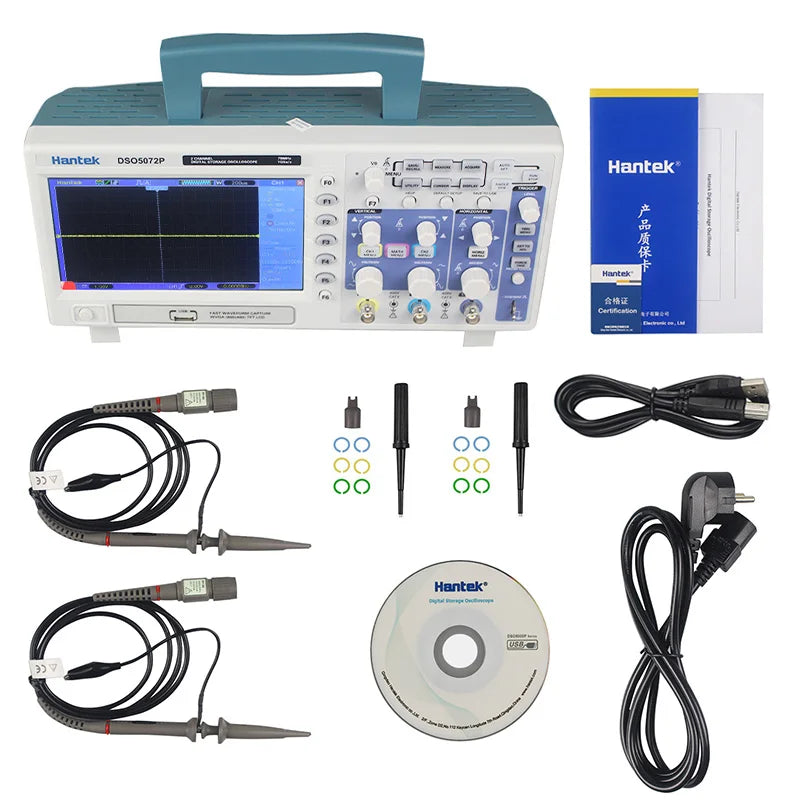 Hantek DSO5202P DSO5102P DSO5072P Digital Storage Oscilloscope 2-Channel 70MHz-200MHz Bandwidth 1GSa/S 40K TFT USB Storage