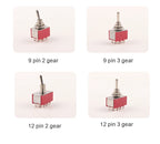 5PCS 6mm Miniature Toggle Switch MTS 102/103/202/203/302/304/402/403 ON-OFF-ON 5A125V 2A250V 3/6/9/12 Pin Mounting Equipment