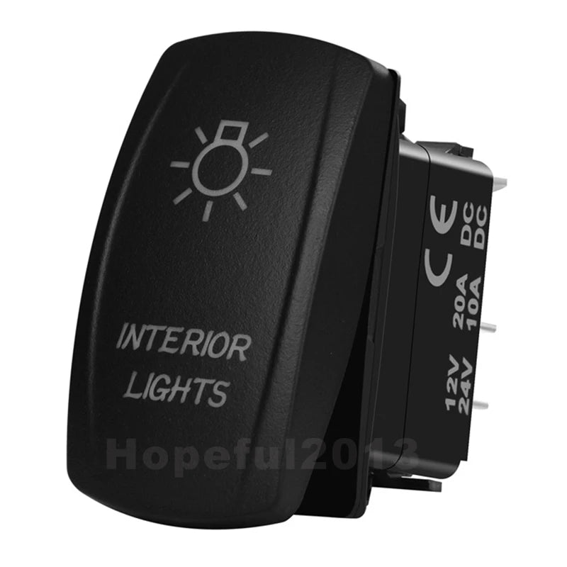 12V 20A Blue Led Car Boat Laser Rocker Switch ON OFF, (ON) OFF, ON OFF ON, (ON) OFF ON, (ON) OFF (ON) Waterproof