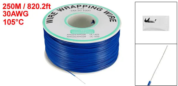 0.58mm Wire OD 200M 250M Electrical Wire Wrapping Wire Tin Plated Copper Wire PCB Solder Cable P/N DM-30-1000 30 AWG for Laptop