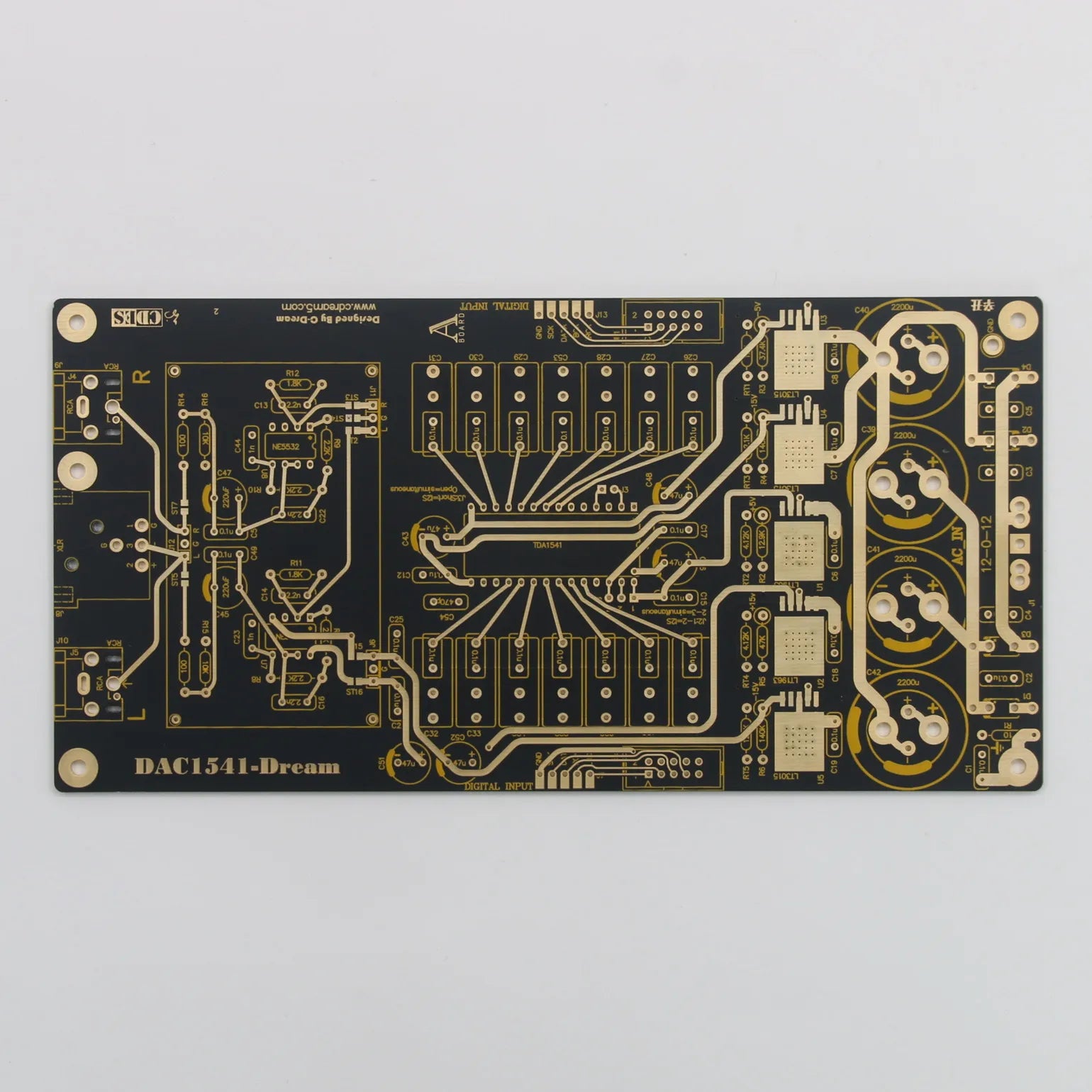 TDA1541 HiFi Audio DAC Decoder Board PCB Gold-plated Version