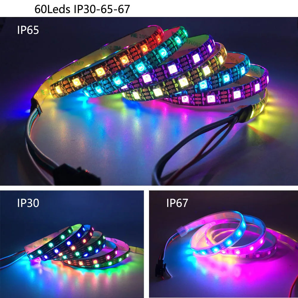 WS2812B USB LED Strip RGB WS2812 Addressable Pixel Tape 14Keys Remote Controller For TV Back Under Cabinet Lamp 1-5M DC5V