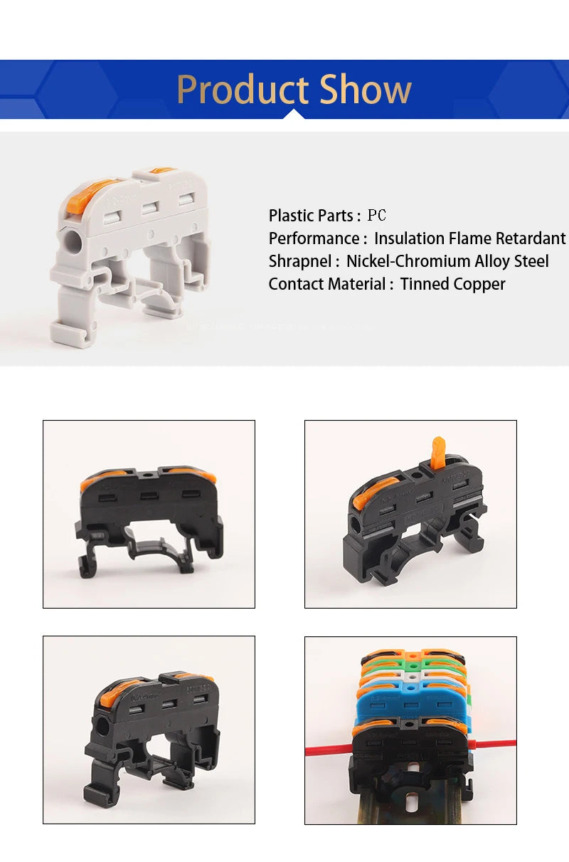 Quick Wire Connector 211 Din Rail Type Press Terminal Instead Of UK2.5B Compact Splicing Conductor Cable Terminal Block SPL